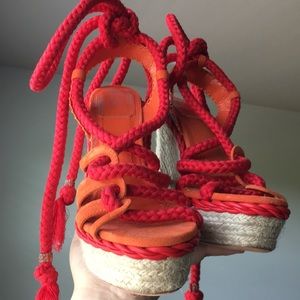 Christian Dior Lace-up Platform Wedges